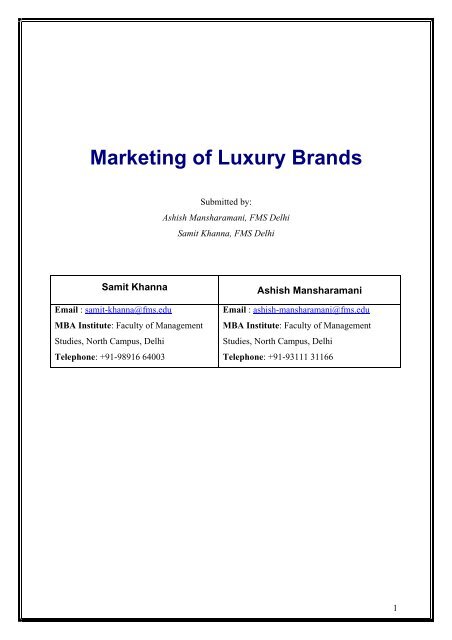 Marketing Of Luxury Brands - Brandchannel