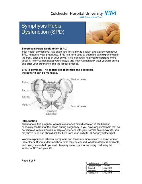 Symphysis Pubis Dysfunction - Colchester Hospital University NHS