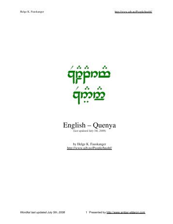 English – Quenya - Ambar Eldaron