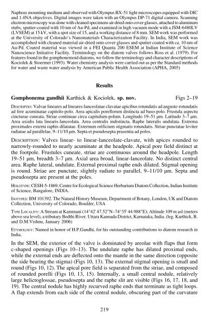 The diatom genus Gomphonema Ehrenberg in India: Checklist and ...