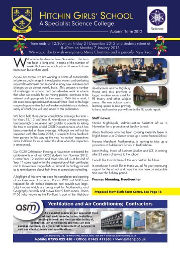 our current bulletin. - Hitchin Girls School