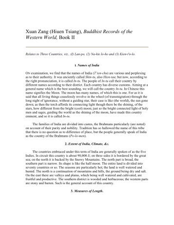 Xuan Zang (Hiuen Tsiang), Buddhist Records of the Western World ...