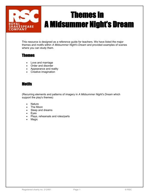 Themes in A Midsummer Night's Dream