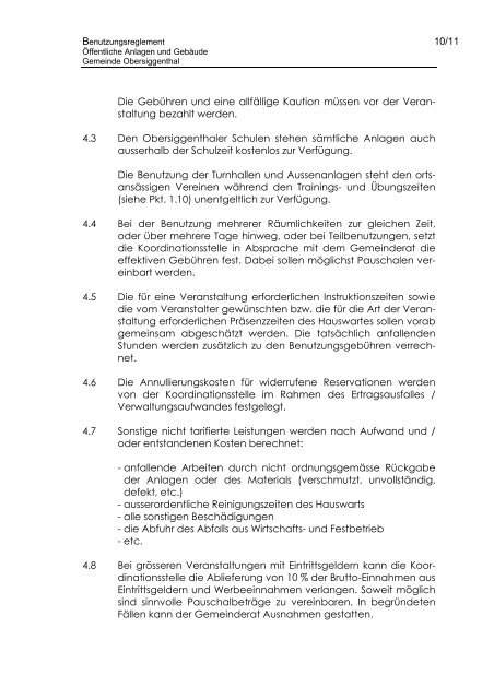 GEMEINDE OBERSIGGENTHAL BENUTZUNGSREGLEMENT ...