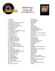 Sample Song List Top 100 - 1968 - Perfect Blend Entertainment