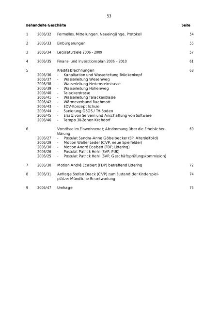 Protokoll des Einwohnerrates - Gemeinde Obersiggenthal