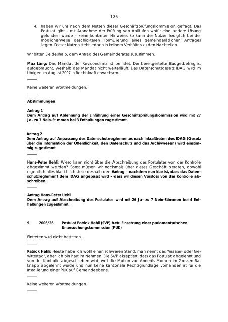 Protokoll des Einwohnerrates - Gemeinde Obersiggenthal