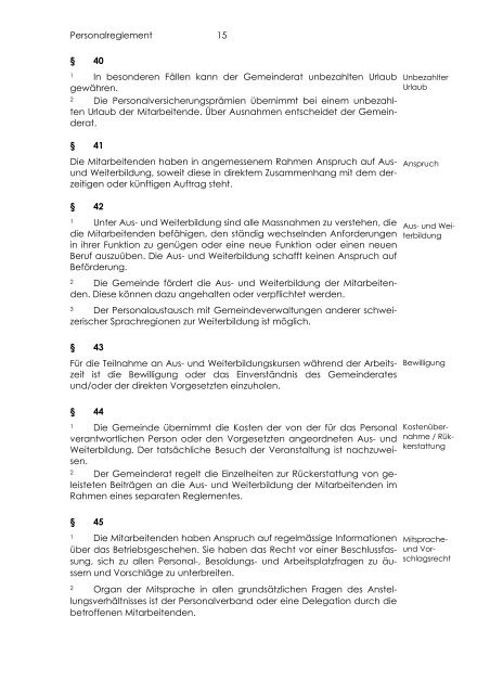 Gemeinde Obersiggenthal Personalreglement (PR)