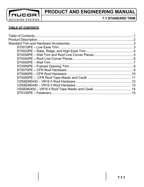 Nucor Building Systems Color Chart