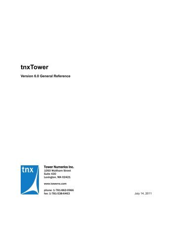 Download Tnxtower 6 General Reference - Tower Numerics