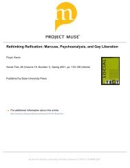 Rethinking Reification: Marcuse, Psychoanalysis, and Gay Liberation