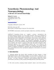 Synesthesia: Phenomenology And Neuropsychology - ASSC