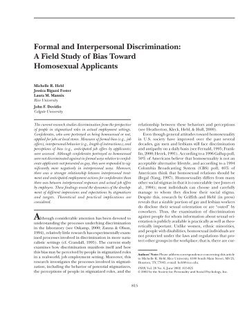 Formal and Interpersonal Discrimination - Online Social Influence ...