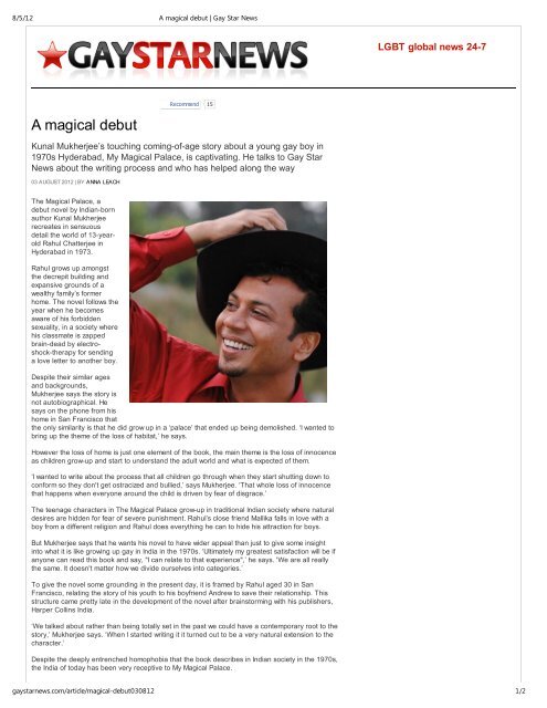 Gay Star News Interview - Kunal Mukherjee