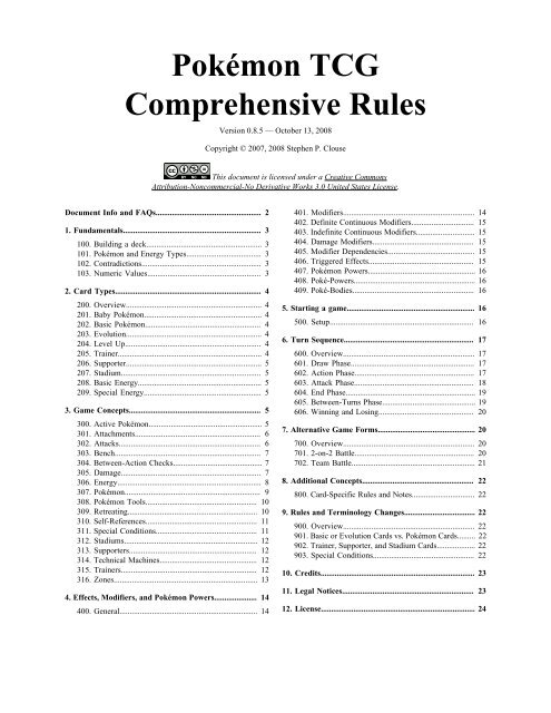 Distill Generel design Pokémon TCG Comprehensive Rules - warpcore.org