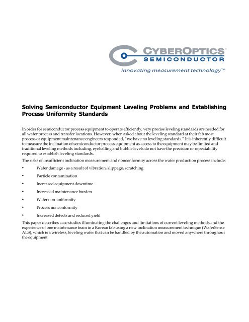 Solving Semiconductor Equipment Leveling Problems - CyberOptics ...