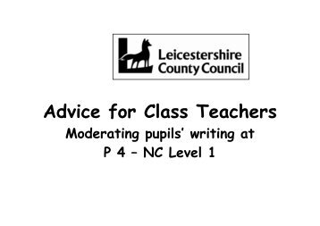 Advice for class teachers moderating pupils' writing