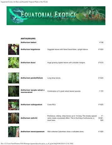 Equatorial Exotics for Rare and Beautiful Tropical Plants of the World