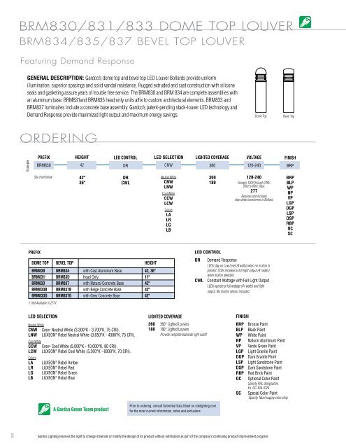 Gardco LED Bollards Brochure - Gardco Lighting