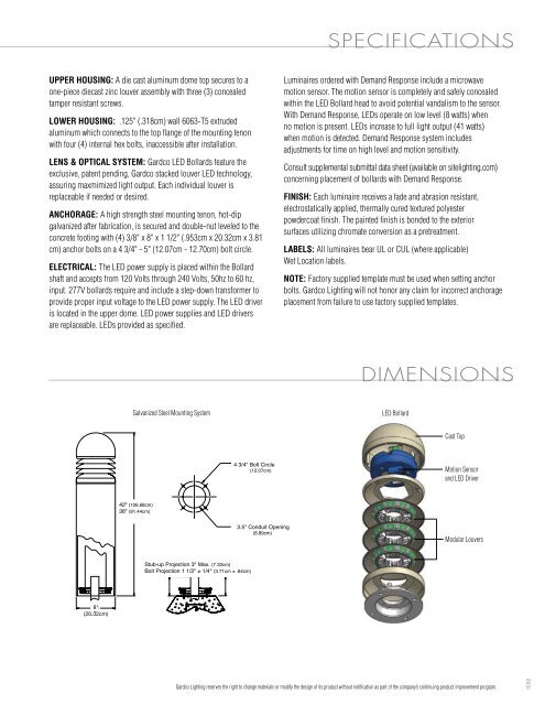 Gardco LED Bollards Brochure - Gardco Lighting