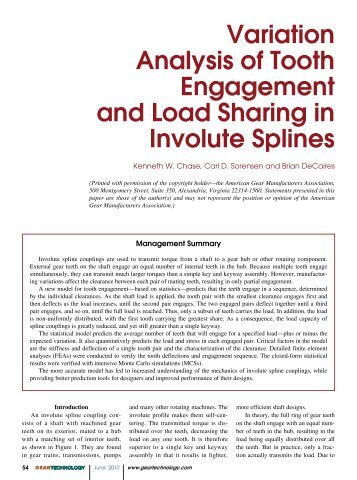 Variation Analysis Of Tooth Engagement And Load Sharing - Gear ...