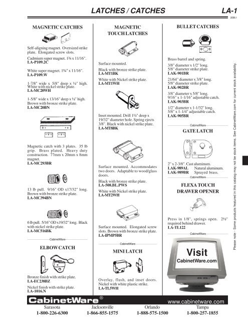 Latches - Cabinetware