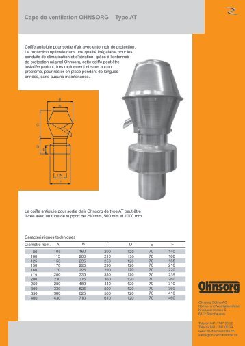 Cape de ventilation OHNSORG Type AT - Ohnsorg Söhne AG