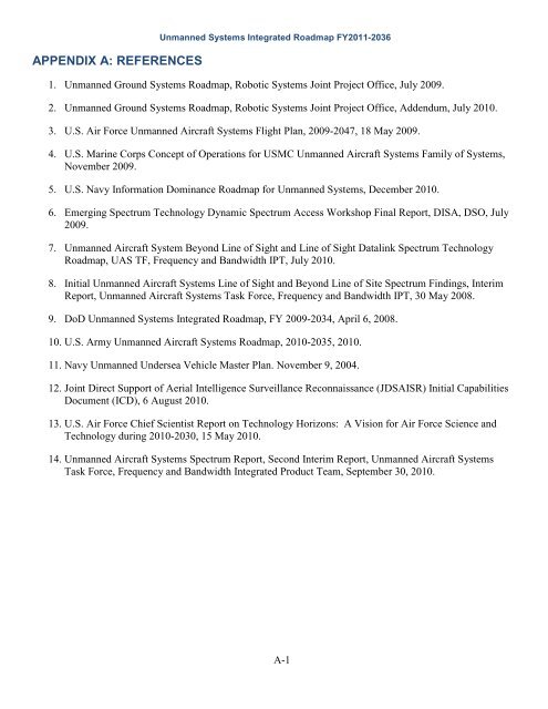 Unmanned Systems Integrated Roadmap FY2011-2036 - Defense ...