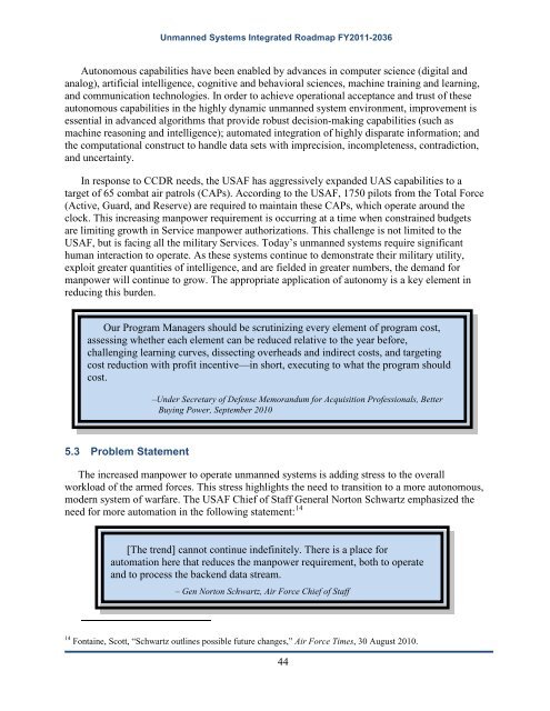 Unmanned Systems Integrated Roadmap FY2011-2036 - Defense ...