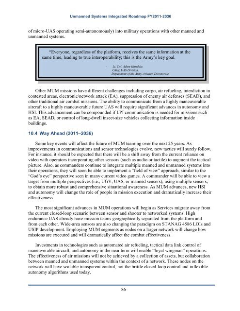 Unmanned Systems Integrated Roadmap FY2011-2036 - Defense ...