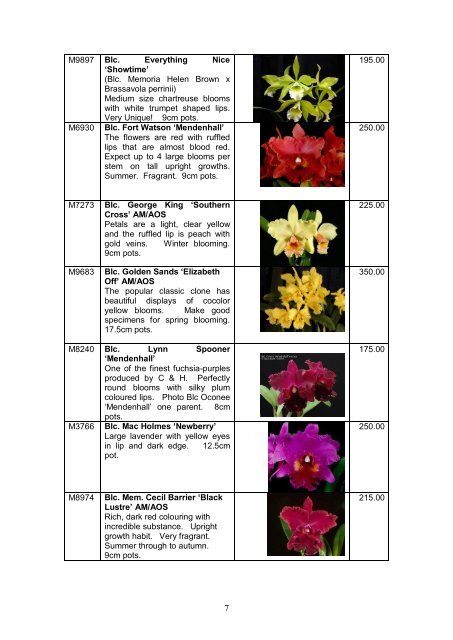 Catalogue - Outeniqua Orchids