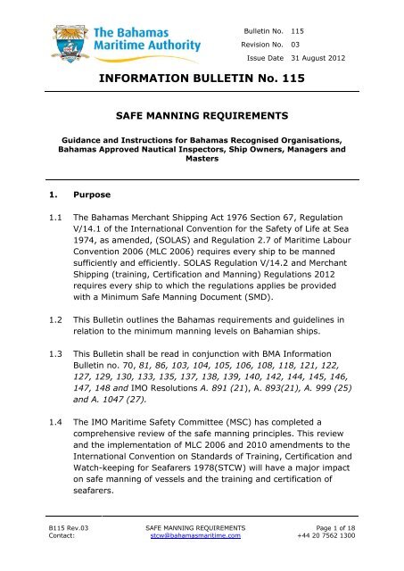 Information Bulletin No 115 The Bahamas Maritime Authority Information Bulletin No 115 The Bahamas Maritime Authority