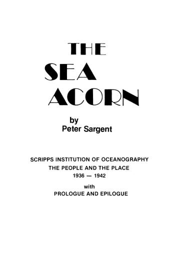 The Sea Acorn. Peter Sargent - Science & Engineering Library