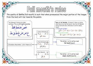 The quality of Isti'la (full mouth) is such that when pronounced the ...