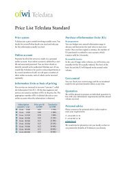 Price List Teledata Standard