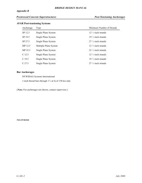 Appendix B BRIDGE DESIGN
