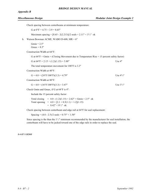 Appendix B BRIDGE DESIGN