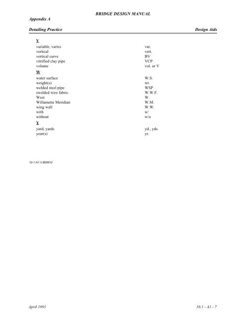 Appendix A BRIDGE DESIGN