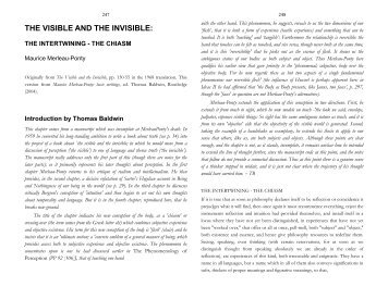 THE VISIBLE AND THE INVISIBLE: - Timothy R. Quigley