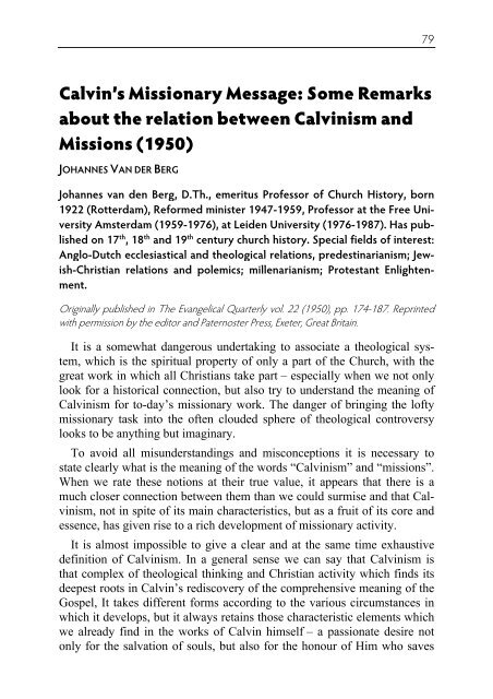 Calvin and Missions - World Evangelical Alliance