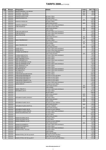 liste de prix catalogue 2008 CHF - Offroad Accessoires