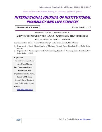 International Journal of Institutional Pharmacy and Life Sciences