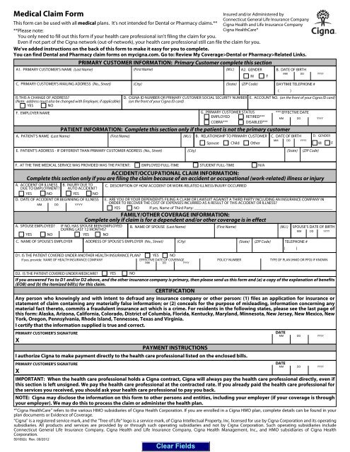 591692c - Medical Claim Form - Cigna