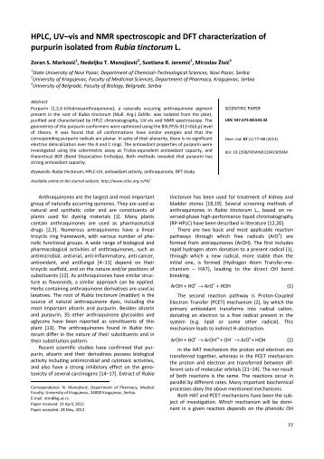 HPLC, UV–vis and NMR spectroscopic and DFT ... - doiSerbia