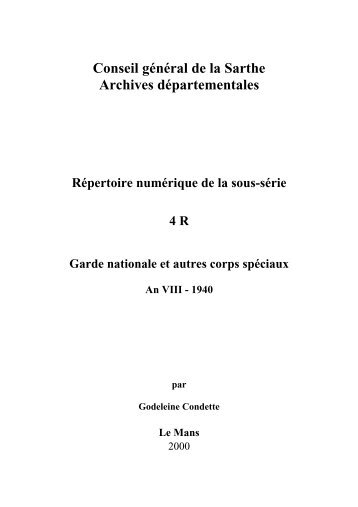 Sous-série 4 R - Archives départementales - La Sarthe