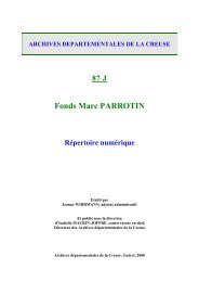 87 J : Fonds Marc Parrotin - Archives départementales de la Creuse