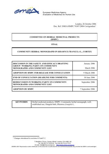 Rhamnus frangula, monograph - European Medicines Agency ...