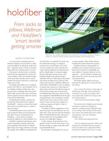 Holofiber : from socks to pillows, Wellman and Holofiber's - Legsource