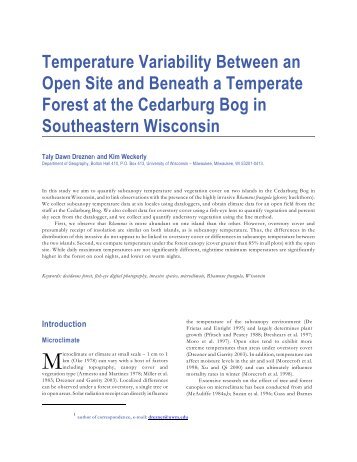 Temperature Variability Between an Open Site and Beneath a ...