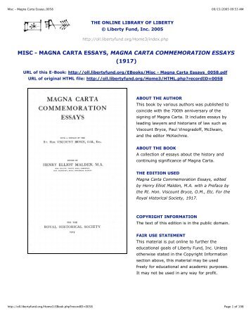 High School Vs College Essay Magna Carta Essays Online Library Of Liberty Liberty Fund High School Essays also Sample Essays For High School Online Library Of Liberty The Roots Of Liberty Magna Carta Personal Essay Thesis Statement Examples